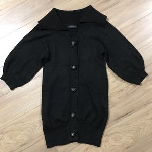 Women’s size small/medium black longer length cardigan sweater with button down